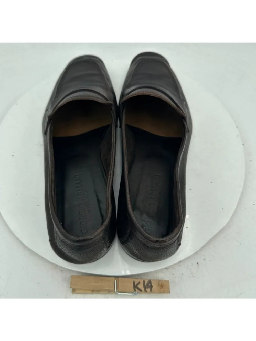 Giorgio Armani Men Size 9 Black Textured Leather Penny Loafer Dress Shoes